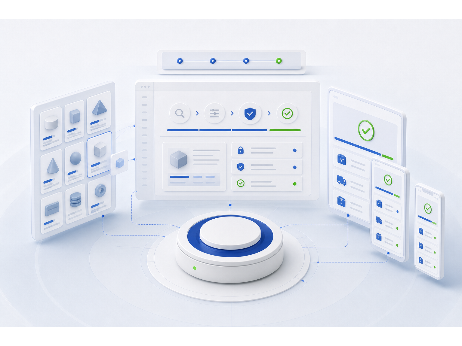 A digital commerce journey connecting discovery, secure decisions and fulfilment.